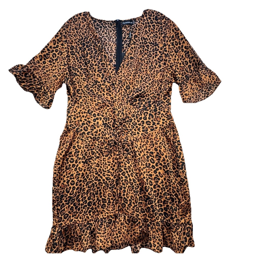 NEW Sexy Animal‎ Print Dress With Tie Corset In Front Women's Large UK 18